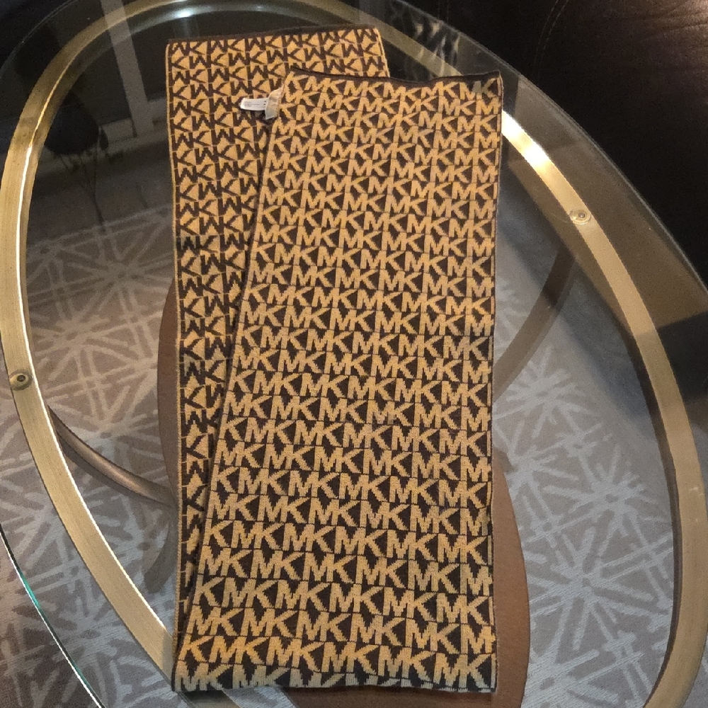 Michael Kors Gold and Black MK Pattern Scarf